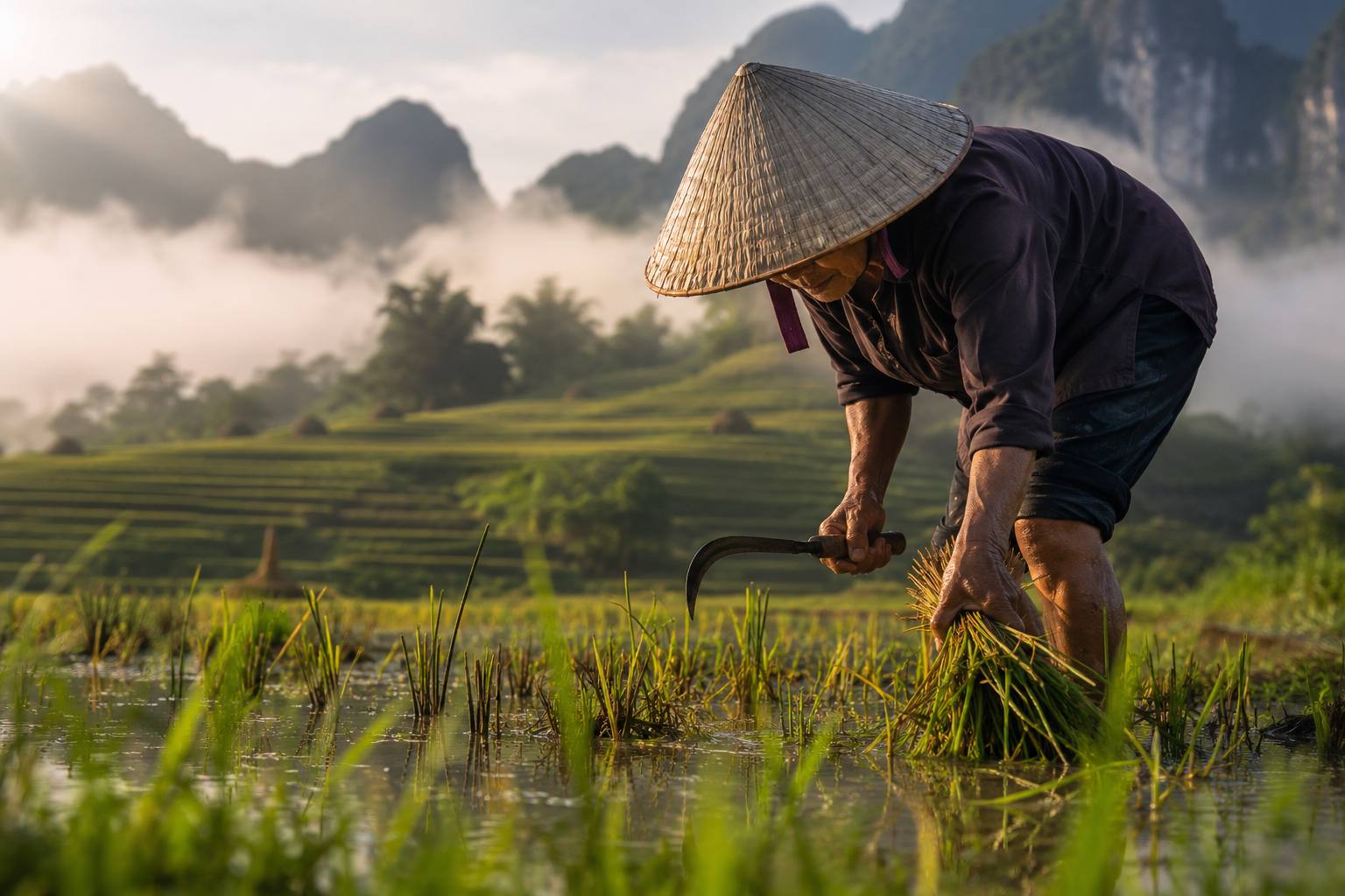 Sustainable sourcing — smallholder farmer in a rice field